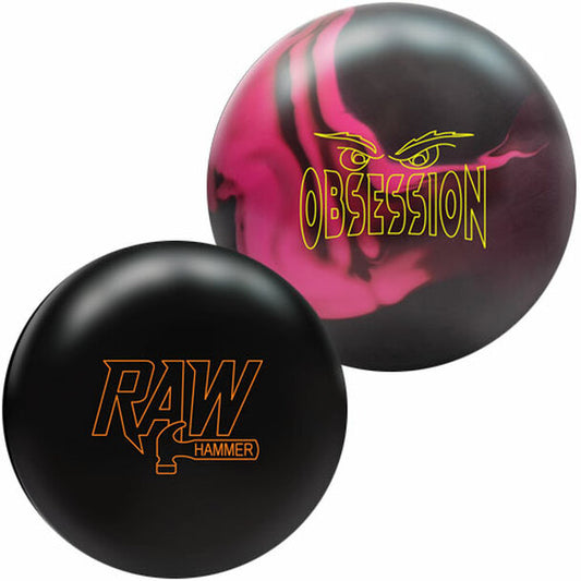 Hammer Obsession Solid and Raw Hammer Black Bowling Ball Package - 14 and 15lbs Only